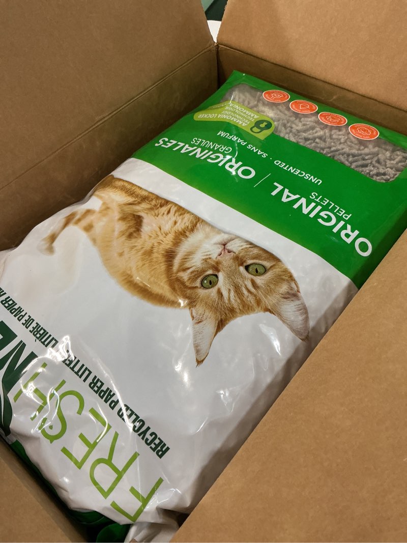 Condition photo showing Good Condition for fresh news recycled paper original pellet cat litter, 25 pound, non-clumping, unscented, made in usa original pellets 25 pounds