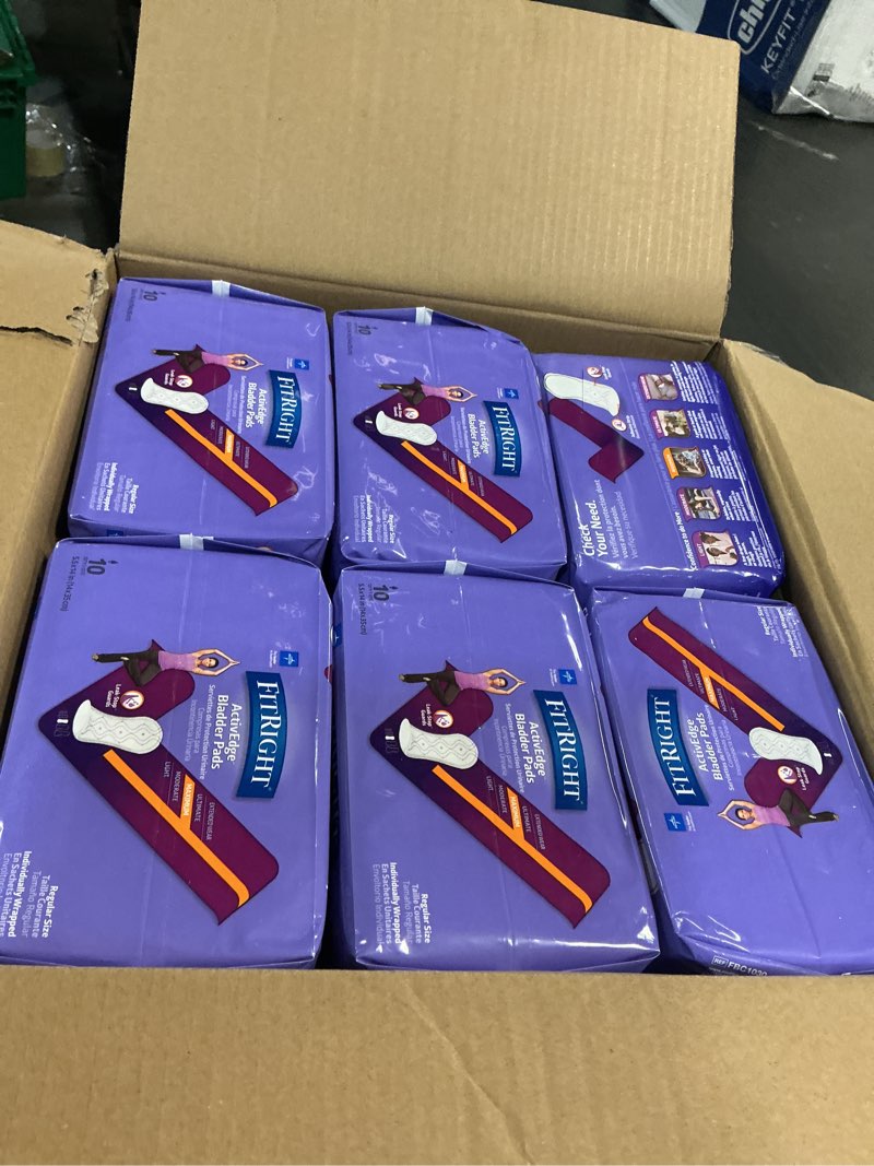 Condition photo showing New/Like New for FitRight Incontinence Bladder Control Pads, Maximum Absorbency, 5.5" x 13.75", 10 Count (Pack of 12)