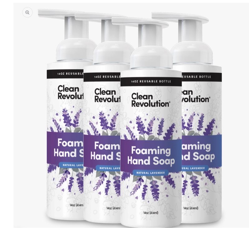 clean revolution foaming hand soap. ready to use formula. natural lavender. 14 oz, pack of 3