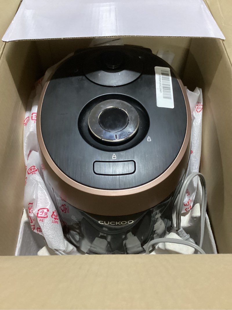 Condition photo showing As Is for CUCKOO High Pressure Rice Cooker 6-Cup Uncooked / 12-Cup Cooked with Nonstick Inner Pot, Versatile Rice Maker with 12 Menu Options and Steam Plate, Fuzzy Logic Tech, Voice Guide, Black (CRP-P0609S) 6 CUP Black