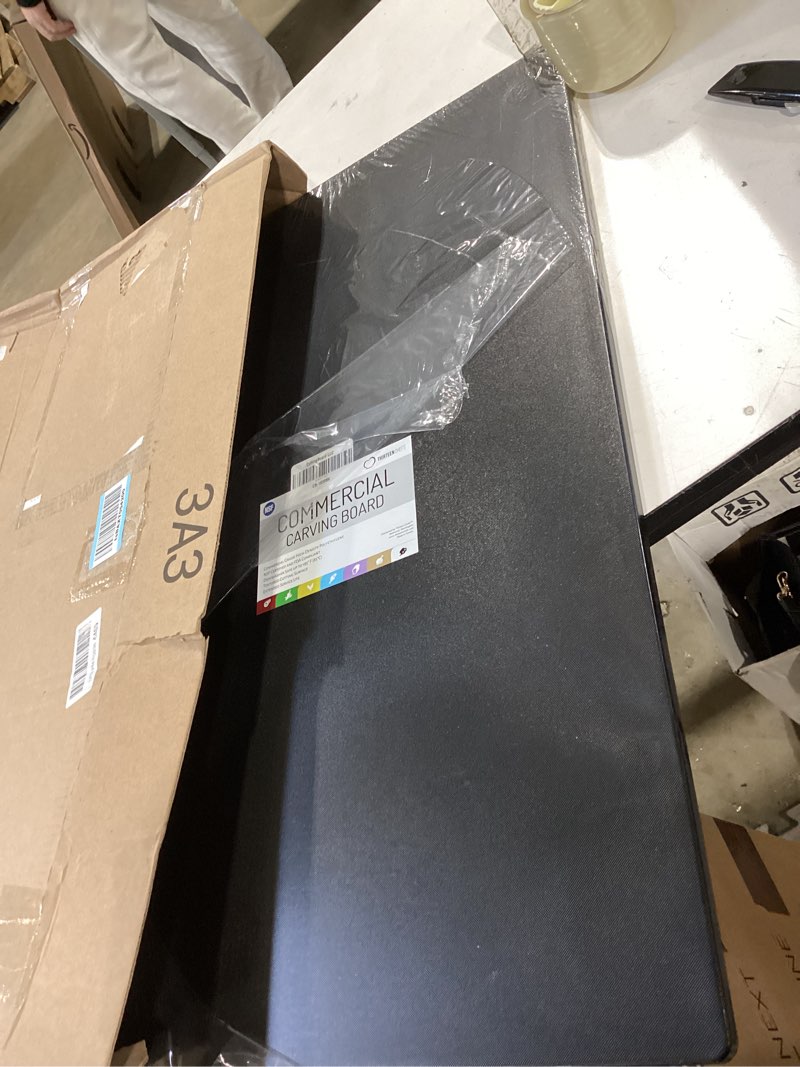 Condition photo showing Good Condition for thirteen chefs 30x18 extra large cutting board for fish, meat, bbq - 1/2 inch thick black plastic, commercial grade hdpp poly with nsf stamp, 10 pounds