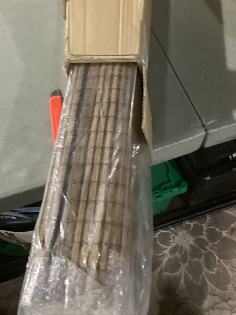 Condition photo showing As Is for arlo blinds sheer bamboo roman shades with valance - java deep, 20" w x 74" h - light filtering cordless blinds for interior windows - real natural bamboo material - mounting hardware included 20"w x 74"h java deep