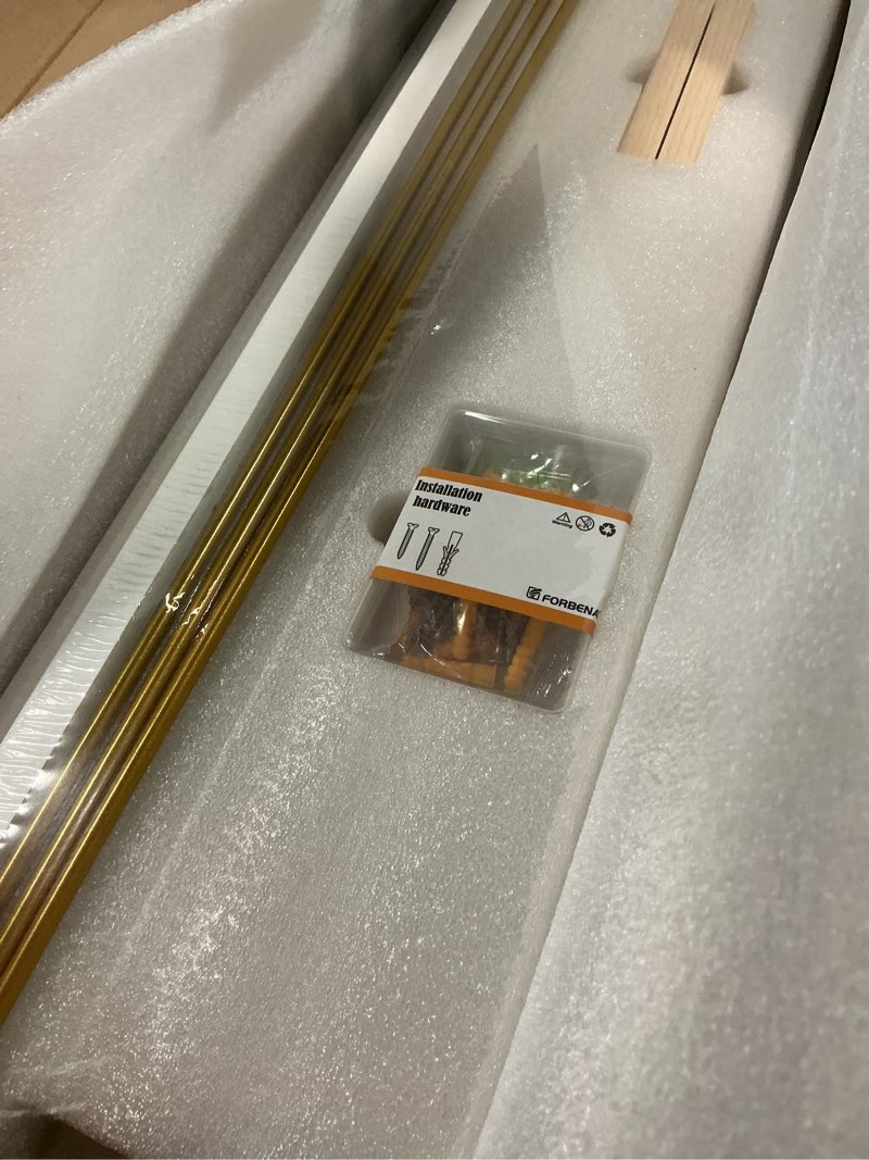 Condition photo showing Good Condition for Forbena 24 Inch Bathroom Floating Shelves for Wall Set of 3, Gold Bathroom Shelves Over Toilet Wall Mounted with Rail, Decorative Hanging Shelf for Bedroom Office Living Room Decor (White and Gold) White & Gold