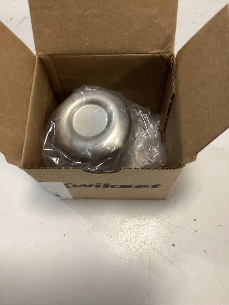Condition photo showing Good Condition for kwikset tylo dummy door knob, single sided handle for closets, french double doors, and pantry, satin nickel non-turning interior push/pull door knob, with microban protection satin nickel 1 pack dummy