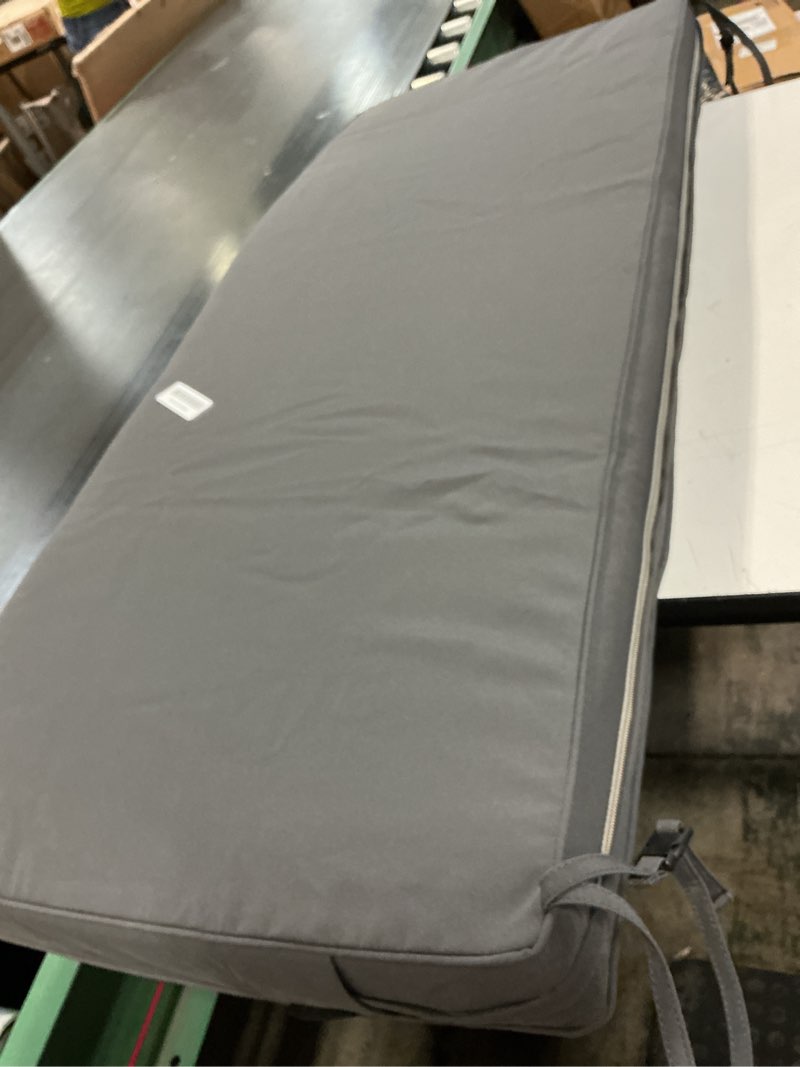 Condition photo showing Good Condition for Favoyard Outdoor Bench Cushion 45 x 18 Inch Waterproof Patio Furniture Cushions 3-Year Color Fastness Garden Sofa Settee Couch Swing Pads with Handle and Adjustable Straps, Dark Gray Dark Gray 45 x 18 In