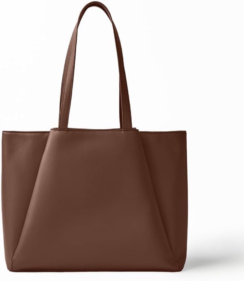 work tote bags for women 15.6 inch laptop with zip compartments | vegan leather strcutured professional briefcase for office, meeting, business with padded sleeve for computer, water bottle