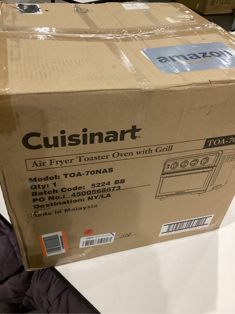 Condition photo showing Good Condition for Cuisinart Air Fryer Toaster Oven, 1800W, 8-in-1 with Air Fry, Convection, Broil & Warm, 0.6 Cubic Feet, 60-Minute Timer, TOA-70NAS, Stainless Steel Stainless Steel Convection Toaster Air Fryer Oven w/ Grill