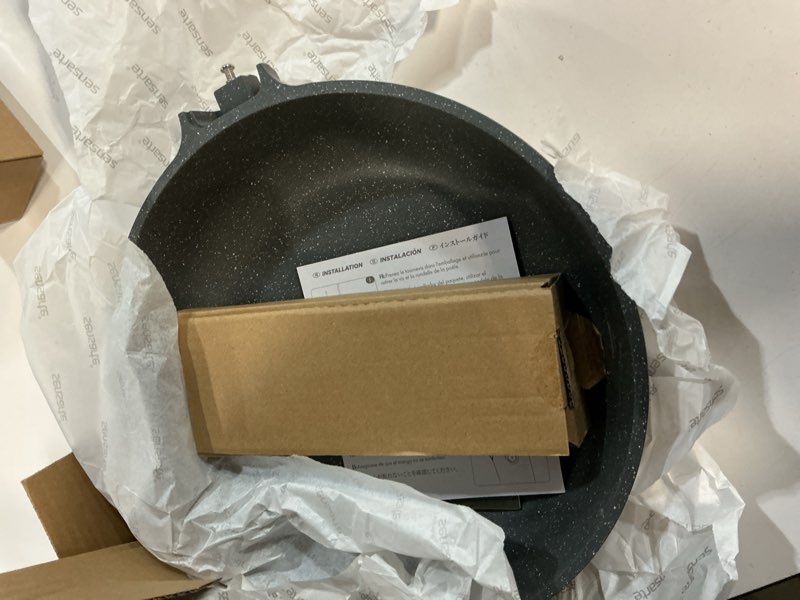 Condition photo showing Good Condition for SENSARTE Nonstick Frying Pan Skillet with Lid, Omelet Pan with Cover, Healthy Cooking Chef's Pan, Kitchen Non Stick Pan, Free of Intentionally Added PFOA (11inch + Glass Lid) Gray Granite 11 Inch