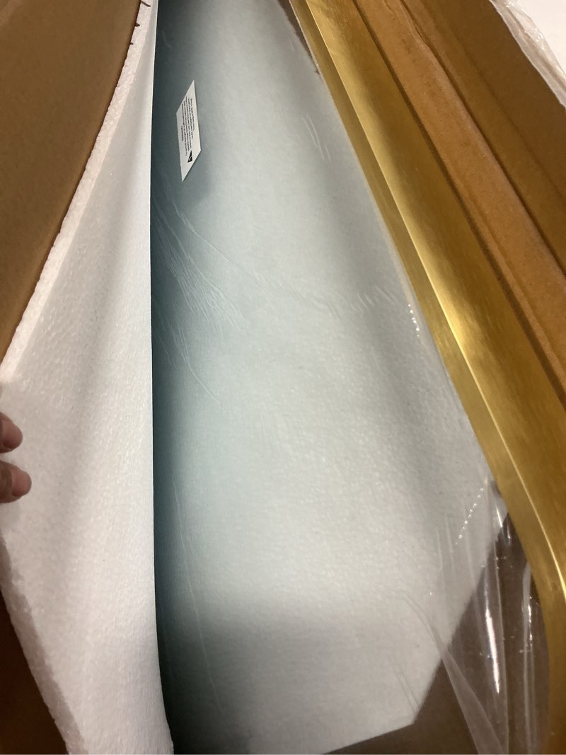 jenbely 30x36 inch gold mirror, framed rectangle mirror with rounded corner, brushed brass mirror, g