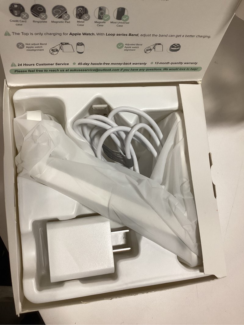 Condition photo showing Good Condition for Wireless Charging Station, 3 in 1 Fast Wireless Charger Stand for Multiple Devices Apple Watch Ultra Series 11 10 9 8 7 6 SE 5 4 3 2, iPhone 17 16 15 14 13 12 11 Pro Max/Plus/Air/X/XS/XR/SE, Airpods White