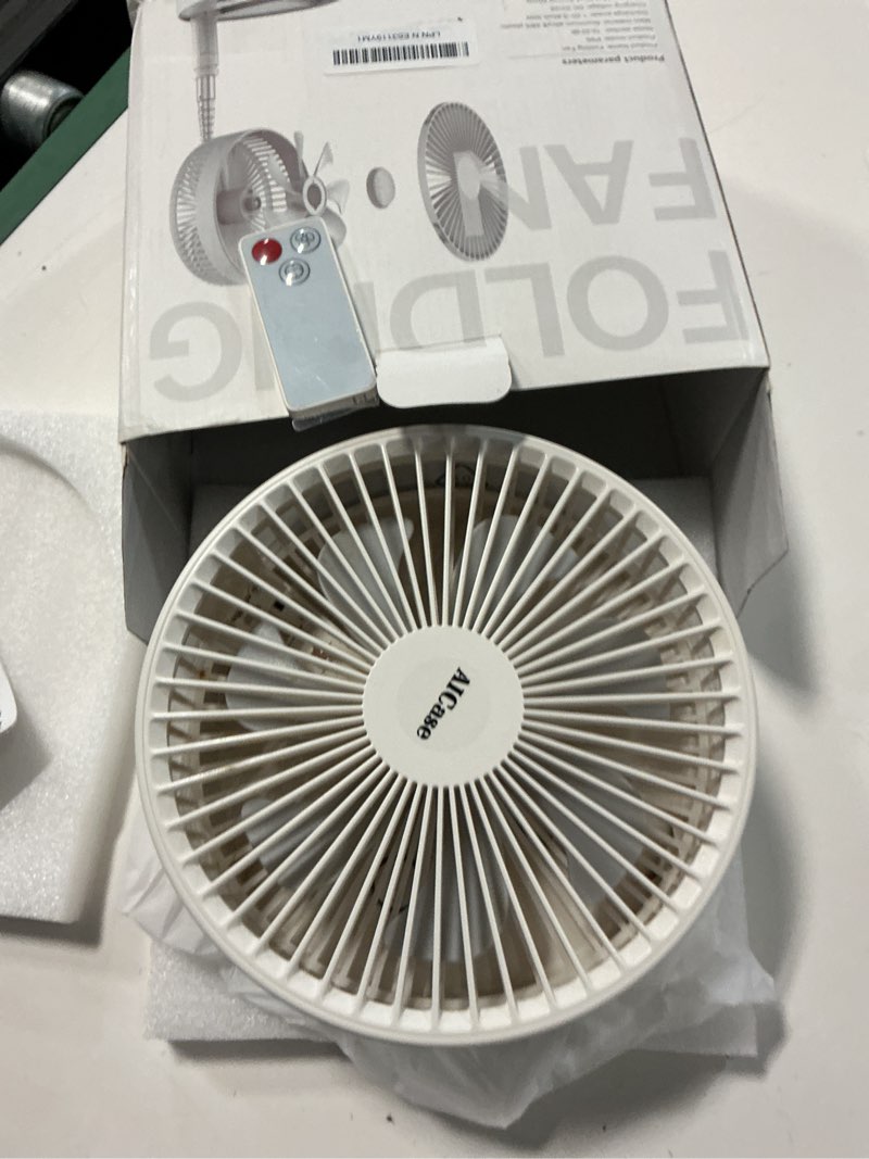 Condition photo showing Good Condition for aicase stand fan,folding portable telescopic floor/usb desk fan with 7200mah rechargeable battery,4 speeds super quiet adjustable height and head great for office home outdoor camping white 7200mah