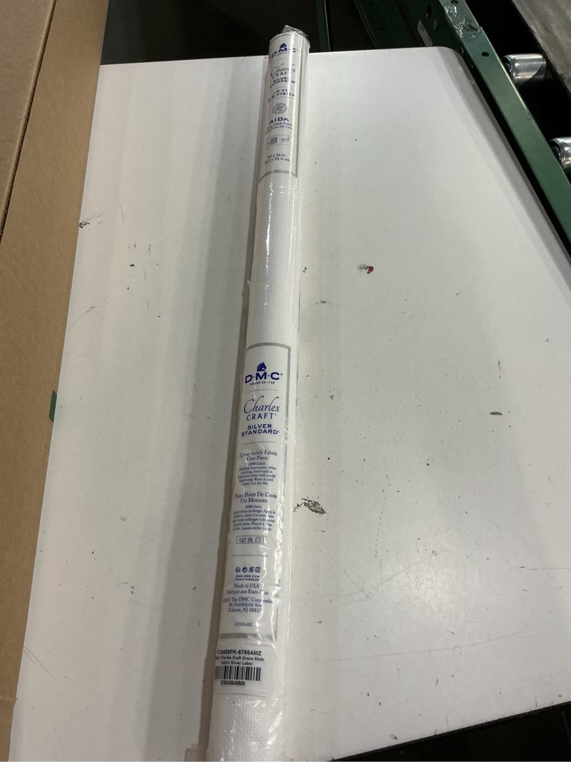 Condition photo showing New/Like New for dmc charles craft cross stich fabric silver label aida - 14 count - 30x36 (white)