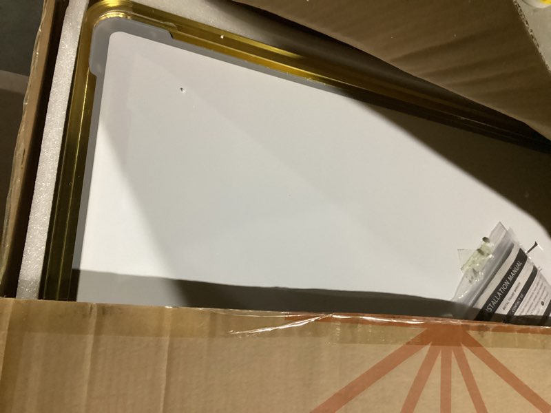 Condition photo showing Good Condition for Black Bathroom Mirror for Over Sink - 22×30 Rectangle Bathroom Vanity Mirror Wall Mounted with Matte Aluminum Frame & Rounded Corners, Shatterproof Glass, Horizontal/Vertical 30"L x 22"W Black – Flat Frame