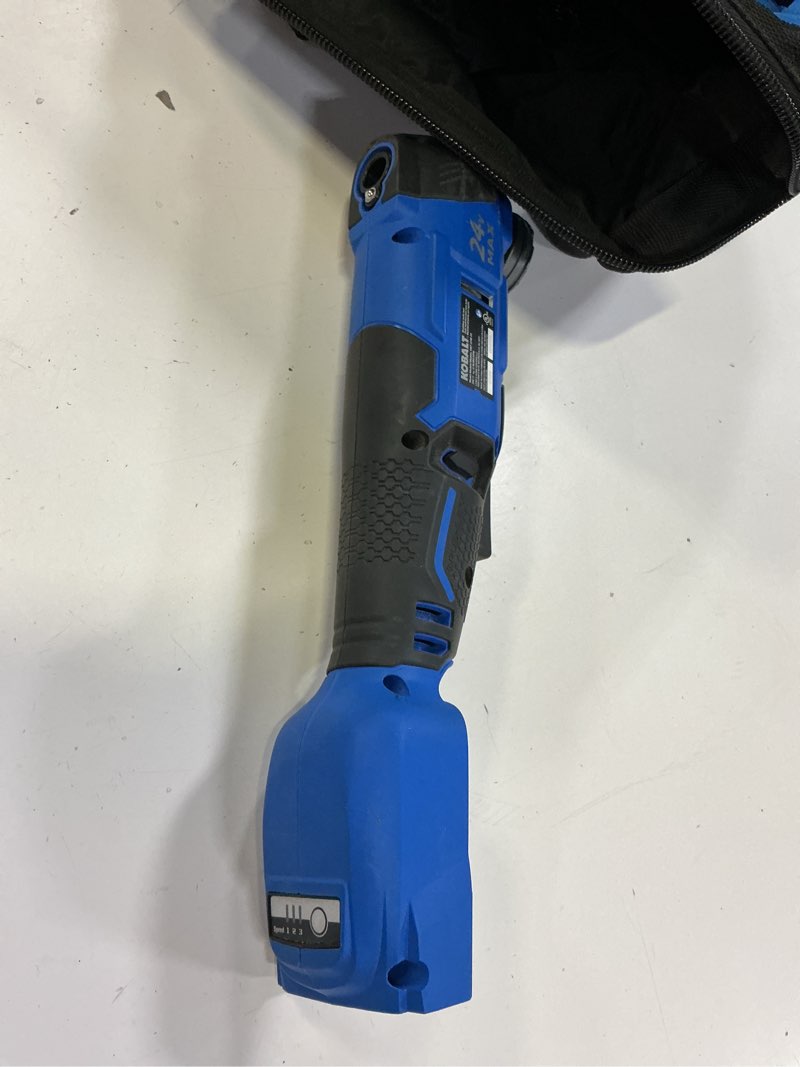 Condition photo showing As Is for kobalt 24-volt cordless brushless variable speed 17 -piece oscillating multi-tool with 3767170