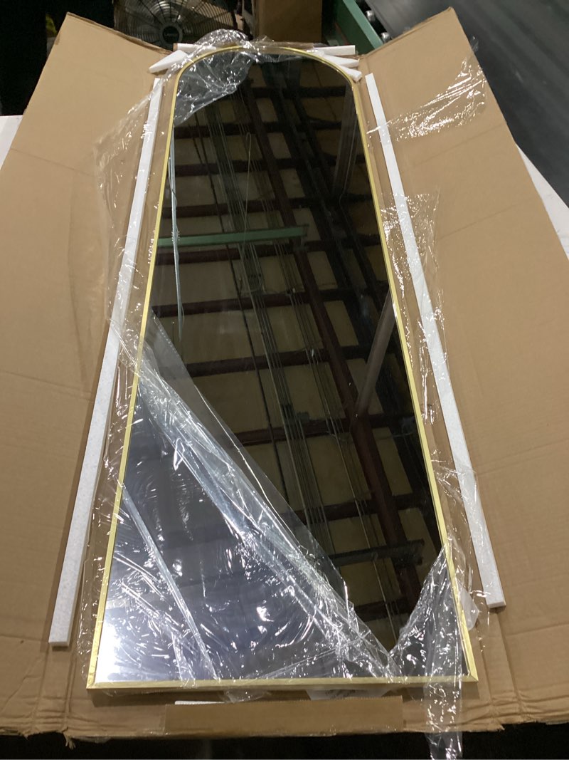 Condition photo showing New/Like New for 59"x16" floor mirror full length, arched full length mirror with stand, full body mirrors for bedroom living room or cloakroom black black 59"l x 16"w