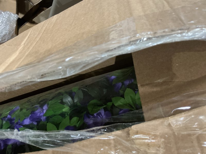 Condition photo showing Good Condition for expandable privacy screen with artificial flower for balcony patio fence greenery privacy fence outdoor leafy purple flowers 1pcs leafy purple flower 1pcs