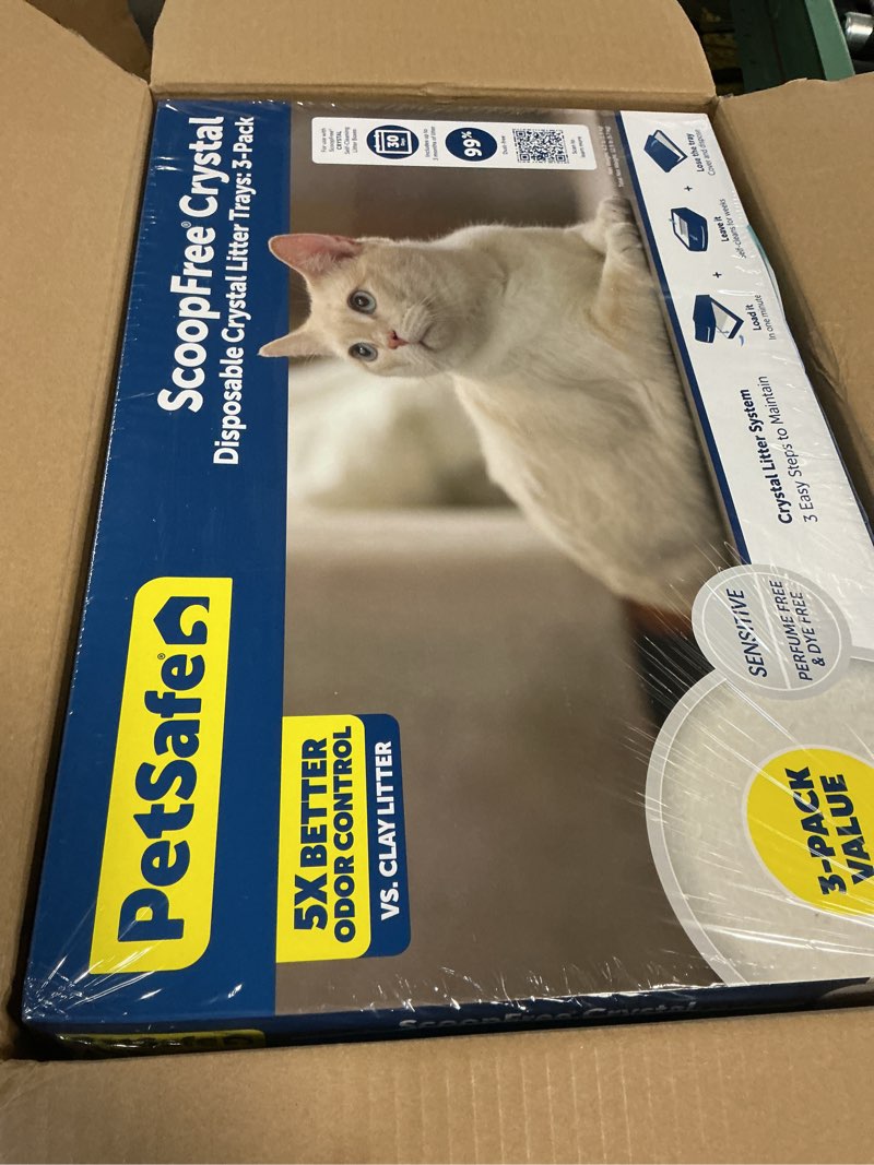 Condition photo showing New/Like New for petsafe scoopfree self-cleaning cat litter box tray refills with sensitive non-clumping crystals, 3-pack