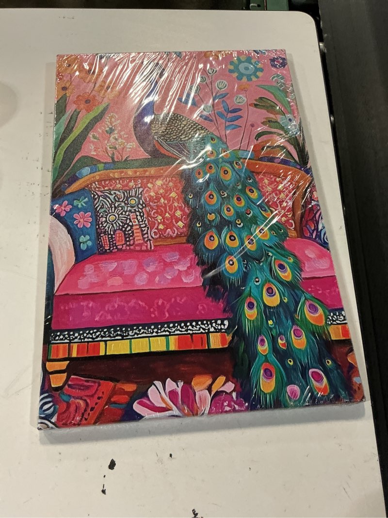 Condition photo showing New/Like New for xlmdyysw colorful animal wall art cat peacock giraffe canvas picture bathroom retro painting flower background prints for living room wall decor framed (blue, 12.00" x 18.00") blue 12"l x 18"w