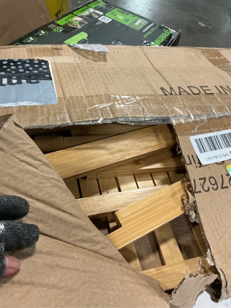 Condition photo showing As Is for ufine bamboo clothing rack double rod garment rack with 2 tier storage shelf closet organizer for guest room, laundry room, apartment, entryway adult