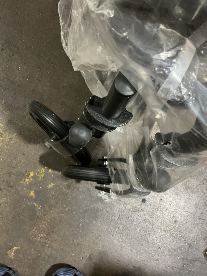 Condition photo showing As Is for used medline comfortable folding wheelchair with swing-back desk-length arms and swing-away footrests, 18”w x 16x”d seat 18\" seat width