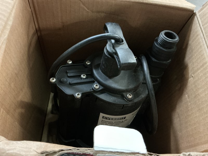 Condition photo showing As Is for 1/2 hp aluminum sump pump vertical switch