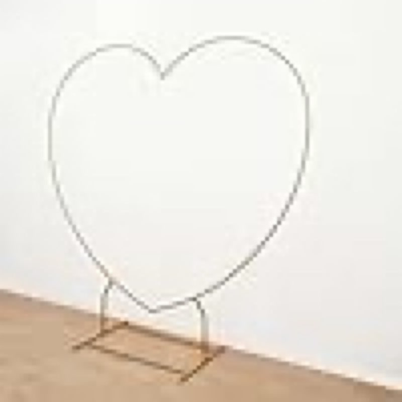 Efavormart Heavy Duty Gold Metal Heart Shape Wedding Arch Photo Backdrop Stand, Floral Balloon Frame with Sturdy Rectangular Base - 7ft