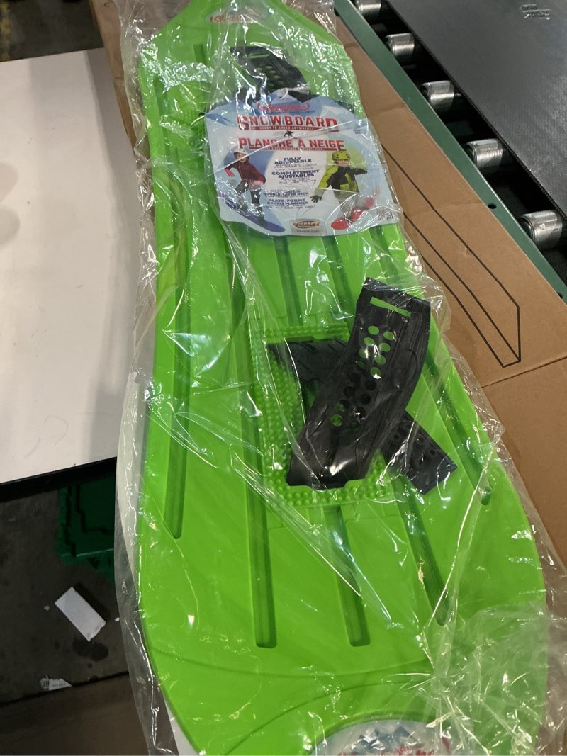 Condition photo showing Good Condition for The Original Geospace Sledsterz Kids Beginner Snowboard for Winter Fun on Snow, with Adjustable Step-in Bindings; for Kids Between 4 to 12 Years Old Green