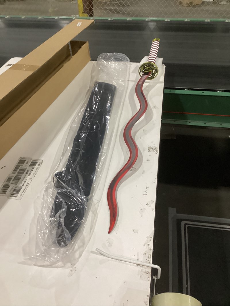 Condition photo showing New/Like New for Sword Valley Demon Series Anime Sword - Slayers Katana?40.9" Length?Anime Original Texture Carbon Steel Blade Carving Symbol?Non-Slip Grip?for Cosplay & Display Iguro Obanai-Red