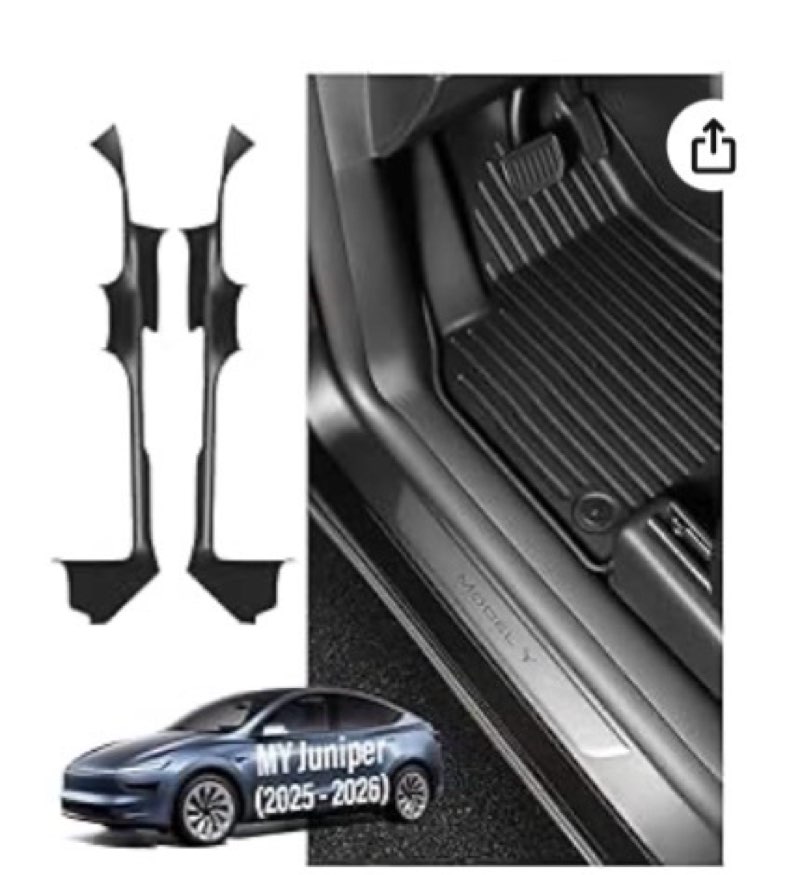 BMZX for Tesla Model Y Juniper 2025-2026 Door Sill Protector 2PCS | TPE Anti-Dust Protective Covers | No-Gap Design | Covers Front & Rear Seats | Easy to Clean MY Juniper Door Sill
