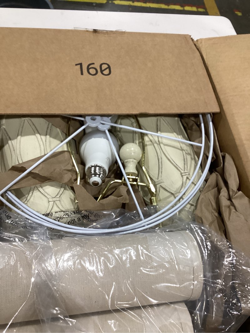 Condition photo showing As Is for Farmhouse Lamps for Living Room Set of 2, 28" Table Lamps for Bedroom with USB A+C Charging Ports, Touch Lamps for Nightstand, 2 Bulbs Included 28" off white