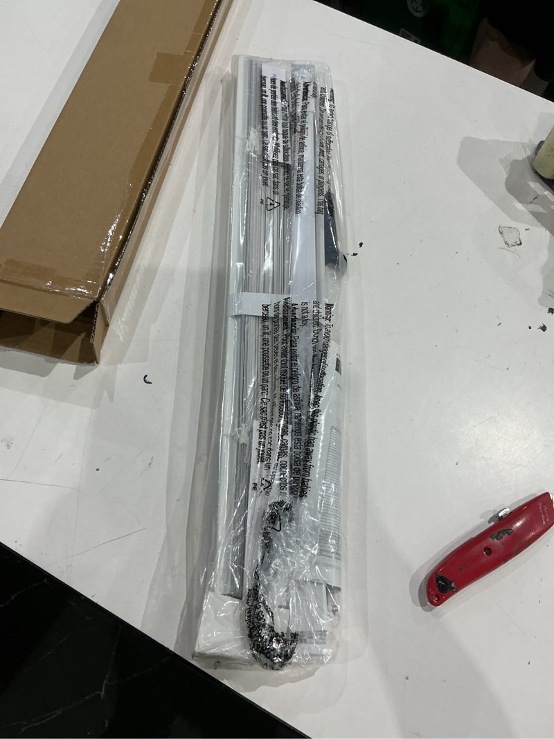 Condition photo showing Good Condition for lazblinds no tools no drill cordless 1" vinyl mini blinds, 100% privacy s-curve blinds for indoor windows, room darkening horizontal window blinds and shades for home, 24" w x 48" h, white white 24" w x 48" h