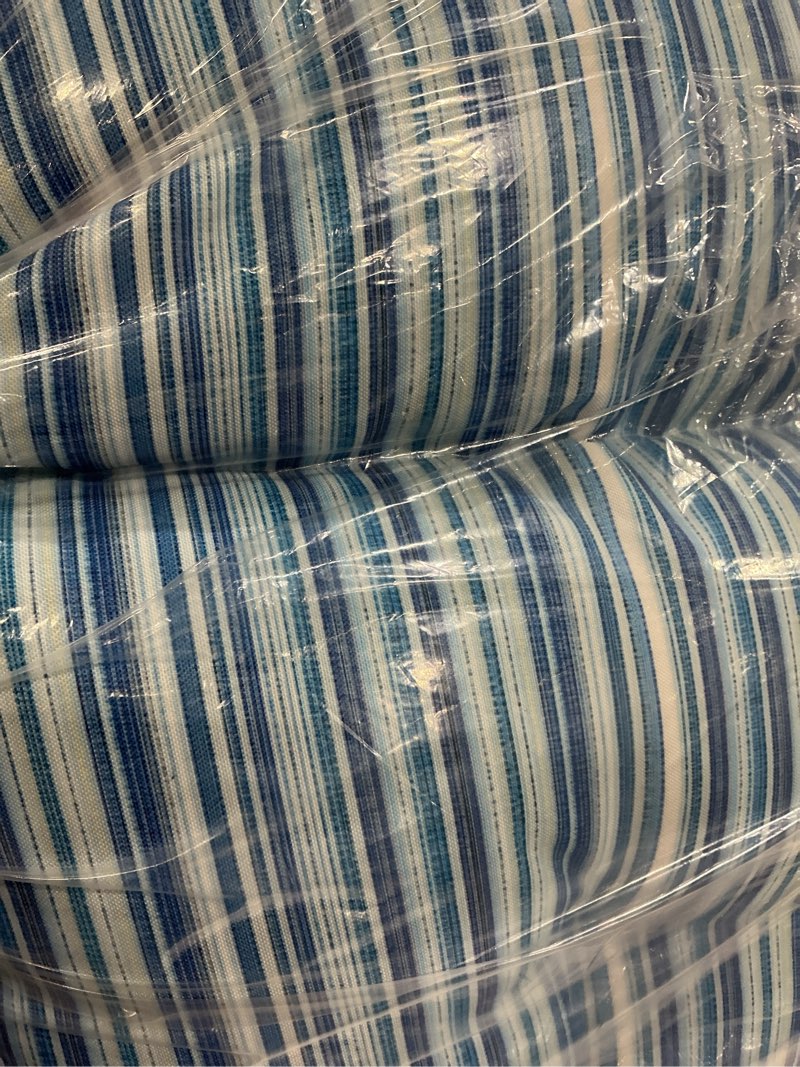 Condition photo showing As Is for sintuff 4 pcs 44 x 21 x 4 outdoor chair cushion patio chair cushions seat/back tufted pillow with ties water resistant replacement indoor patio furniture outdoor furniture (stripe,blue stripes) stripe blue stripes 4