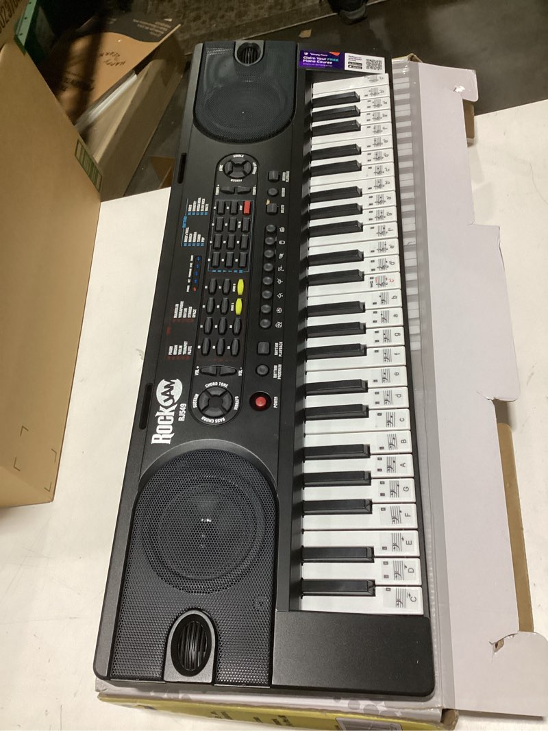 Condition photo showing Good Condition for RockJam 49 Key Keyboard Piano,Sheet Music Stand, Piano Note Stickers & Simply Piano Lessons Black