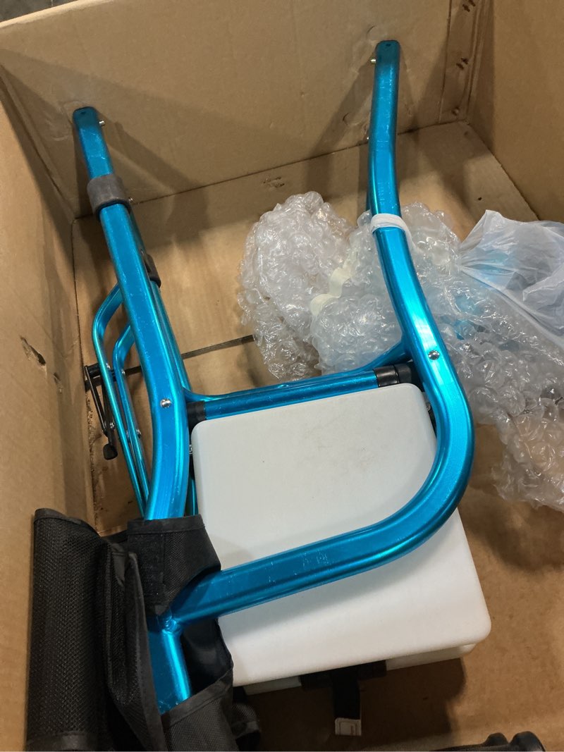 Condition photo showing Good Condition for Narrow Walkers for Seniors with Seat, Lightweight Folding Space Saver Mobility Rolling Walker,Height Adjustable Standard Walker with Aluminum Frame, 5-inch Wheels, Compact Travel Walker (Blue)