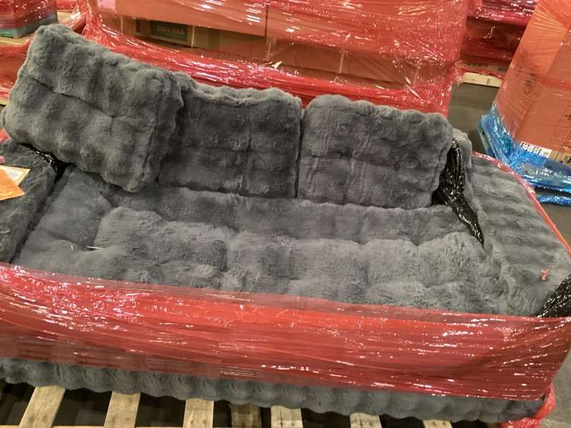 Condition photo showing As Is for hobestluk 3-seater sofa boneless couch with tufted button design 2 in 1 comfy cloud couch oversized sofa for living room bedroom apartment or office (grey, 3 seater) bubble grey 3 seater