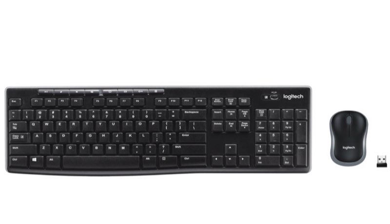 Logitech MK270 Wireless Keyboard and Mouse Combo for Windows, 2.4 GHz, 8 Multimedia Keys, PC, Laptop