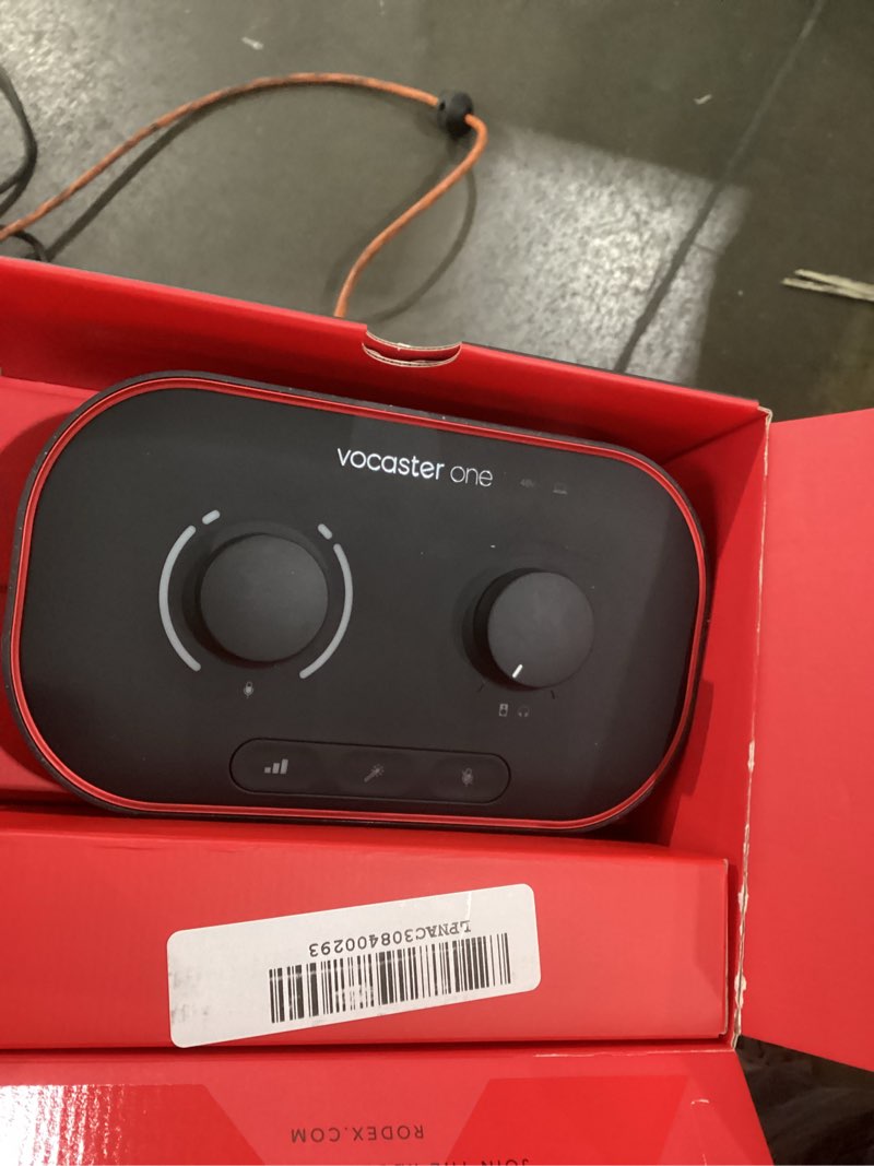 Condition photo showing As Is for Focusrite Vocaster One â€” Podcasting Interface for Recording as a Solo Creator. Use Auto Gain, Enhance, and Mute for Easy Podcasting. Small, Lightweight, and Powered by Computer