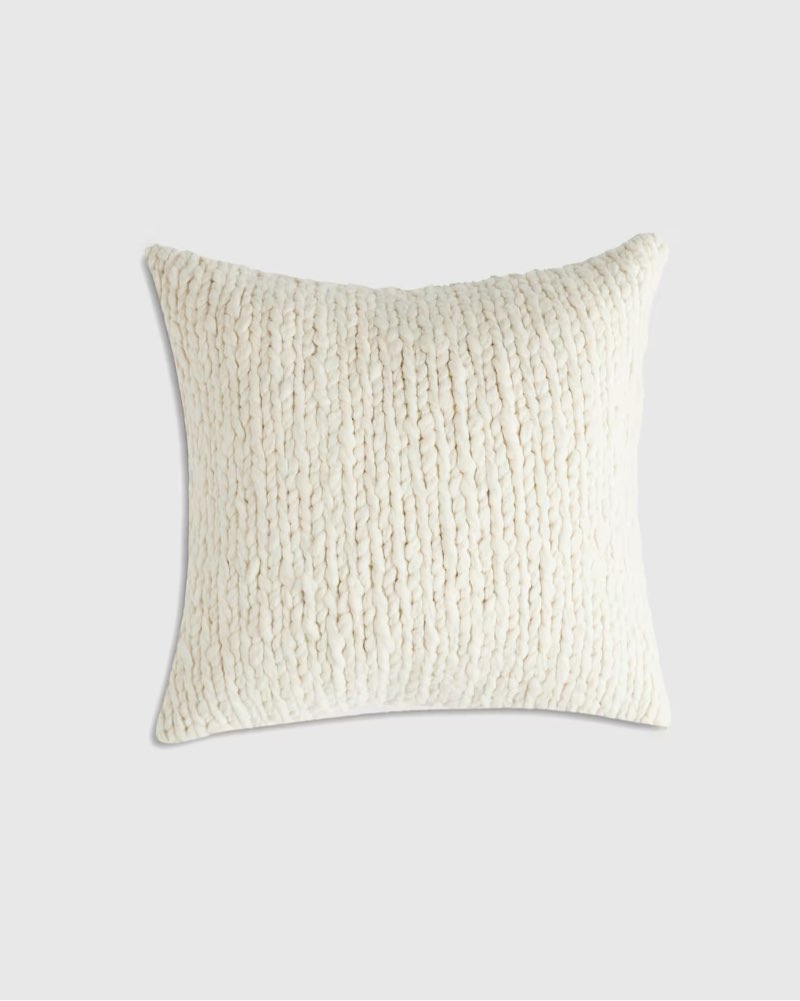 chunky hand knit wool pillow cover ivory size 20in x 20in