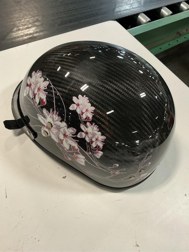 Condition photo showing Good Condition for (size large)carbon fiber retro half helmets, adult women men german vintage motorcycle open face helmet, for bike cruiser chopper moped scooter, with uv visor goggles, dot approved