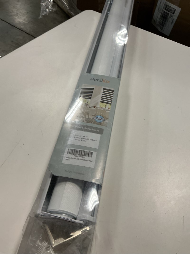 Condition photo showing Good Condition for persilux cordless zebra blinds for windows free-stop roller windows shades (31" w x 64" h, white) dual layer light control for day and night, light filtering sheer shades for home, easy to install 31"w x 64"h white