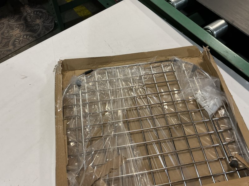 Condition photo showing New/Like New for sink bottom grid 27-1/2" x 14-1/4", centered drain with corner radius 3-1/2", stainless steel sink grid for sink protectors for kitchen sink