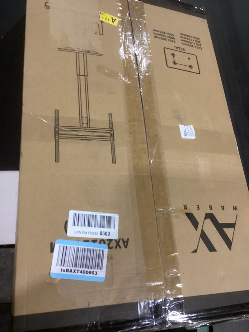 Condition photo showing New/Like New for ax waber mobile tv stand with power outlets&shelf, floor portable tv stand with wheels for 27-65inch lcd led oled flat/curved panel screen, swivel,height adjustable&wood base, rollingtv cart white grain with power outlets & shelf