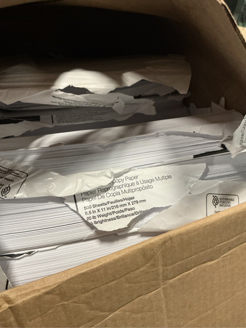 Condition photo showing As Is for amazon basics multipurpose copy printer paper, 20 lb, 8.5 x 11 inches, 10 reams (5,000 sheets), 92 bright white