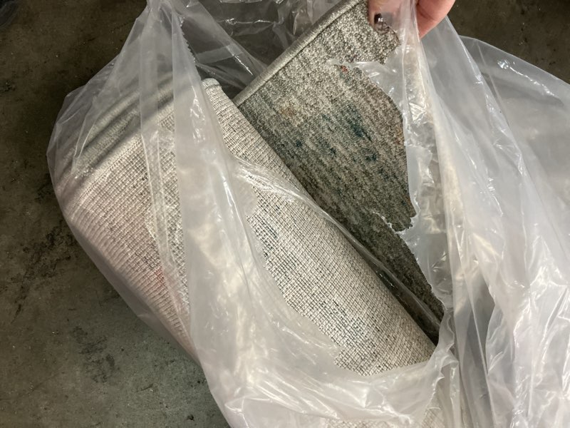 Condition photo showing As Is for Loloi x Magnolia Home by Joanna Gaines Millie MIE-04 Collection Area Rug, Slate / Multi, 5'-3" x 7'-6" Slate / Multi 5'-3" x 7'-6" Rug