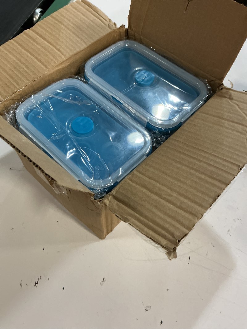 Condition photo showing New/Like New for mifoci set of 8 silicone collapsible bowls for camping with vent lid silicone storage containers for food meal preparation square bowl microwave freezer dishwasher safe(blue,17 oz/ 500 ml) blue 17 oz/ 500 ml