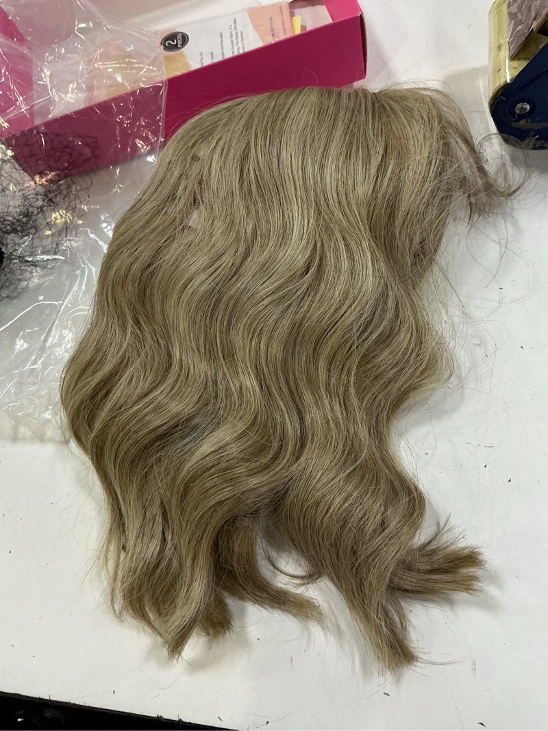 Condition photo showing Good Condition for faelbaty blond wig short bob wigs with air bangs shoulder length women's wig curly wavy synthetic co