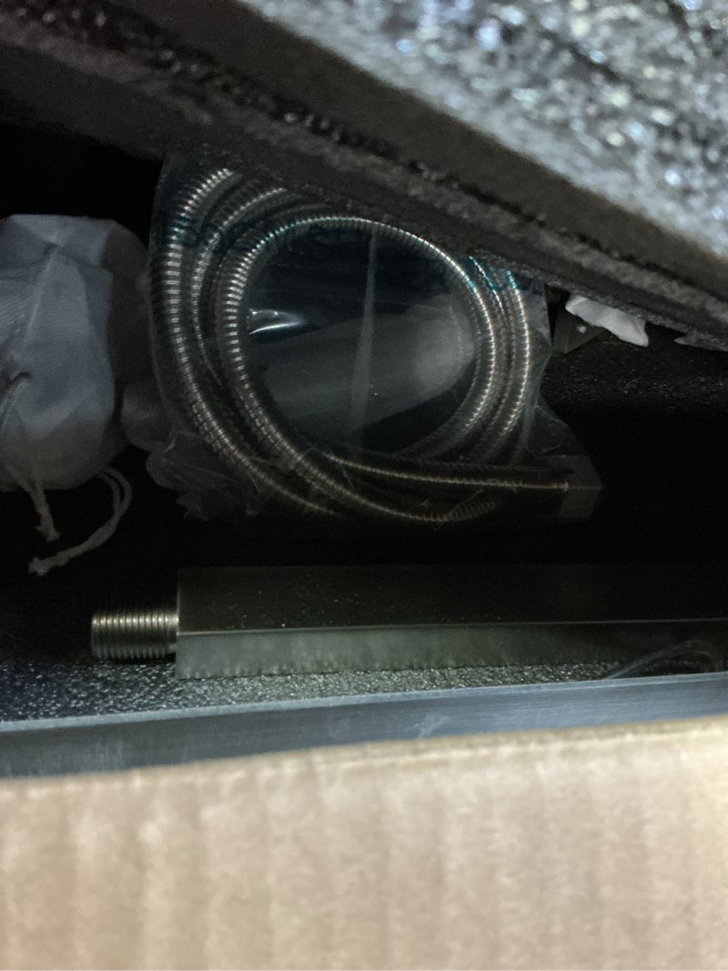 Condition photo showing As Is for Brushed Nickel Shower System with 12+8+8" Three Top Shower Heads, Full Body Shower System with Temperature Display,Handheld Sprayer and Body Jets Shower Set