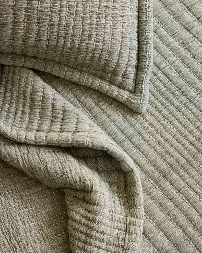organic cotton channel stitch sham set 3 pieces color green queen