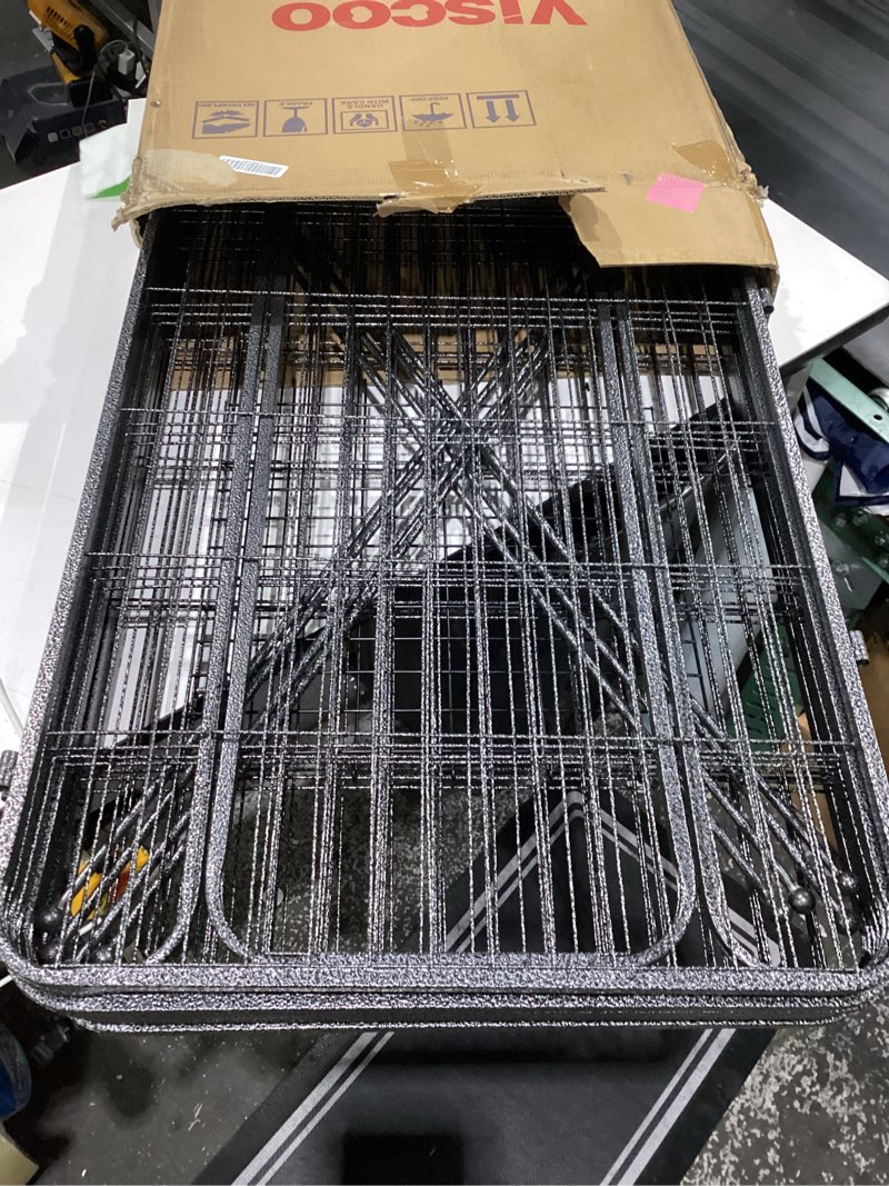 Condition photo showing New/Like New for dog playpen outdoor, 8 panels 40" high heavy duty metal dog pen, pet fence for large/medium/small dogs, with doors foldable metal dog fence exercise pen for rv, camping, yard 8 panels 40"h-b