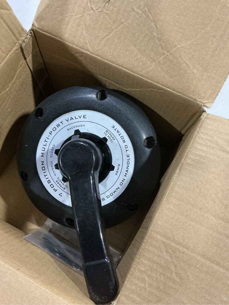Condition photo showing As Is for 600-9600b 7 position multi-port valve top, fit for waterways sand filter wvs003, compatible with clearwater, carefree & twm sand filter 7 way valve lid - replace multi-port 1.5" top mount